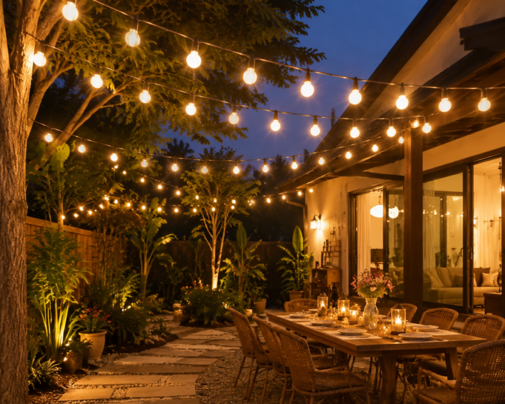 Decorative string lights for restaurants and cafes