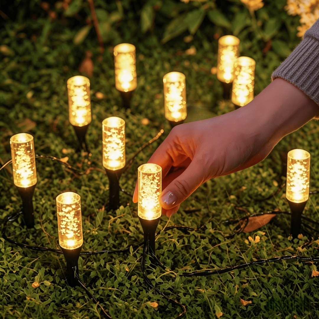 Solar crystal column lawn path lights for outdoor garden decoration