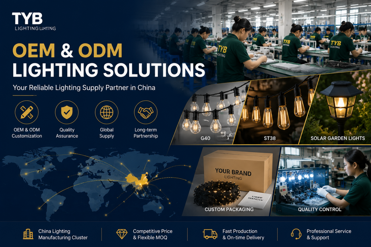 TYB Lighting provides OEM and ODM lighting solutions for global buyers with factory manufacturing, custom packaging and quality control in China