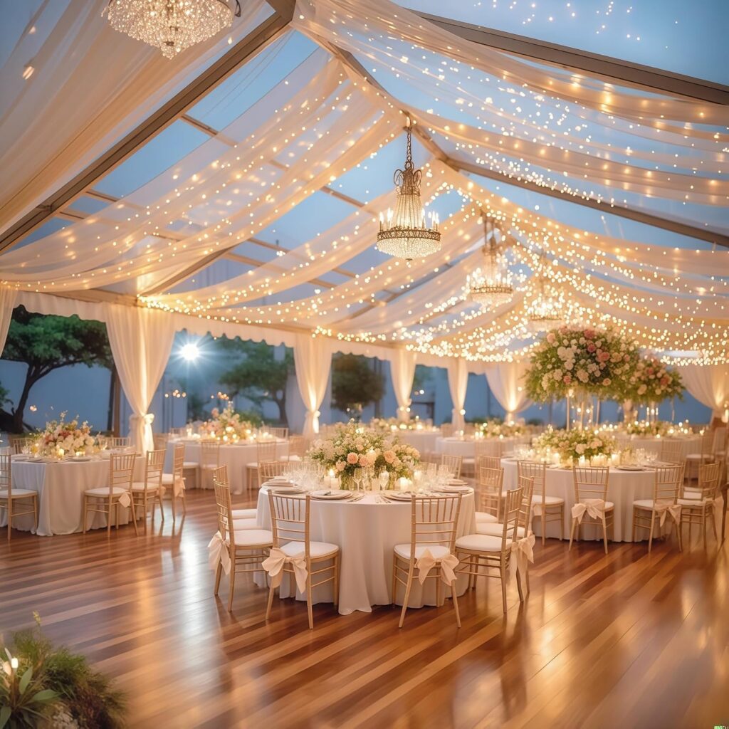 String lights for wedding event decoration