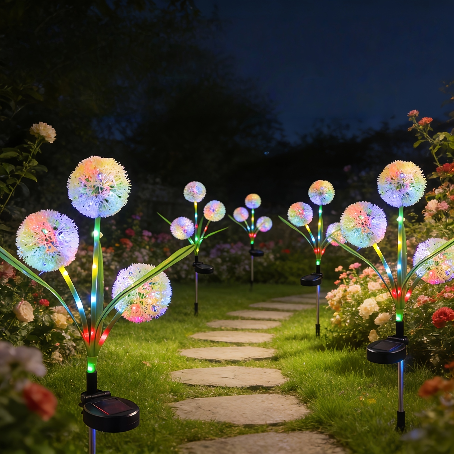 Solar Dandelion Garden Stake Lights | Outdoor Landscape Lighting